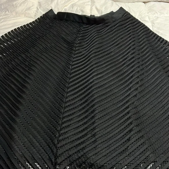 Long Tea Length Black Skirt Fully Lined lace and Ribbon over skirt NWOT - Picture 2 of 12